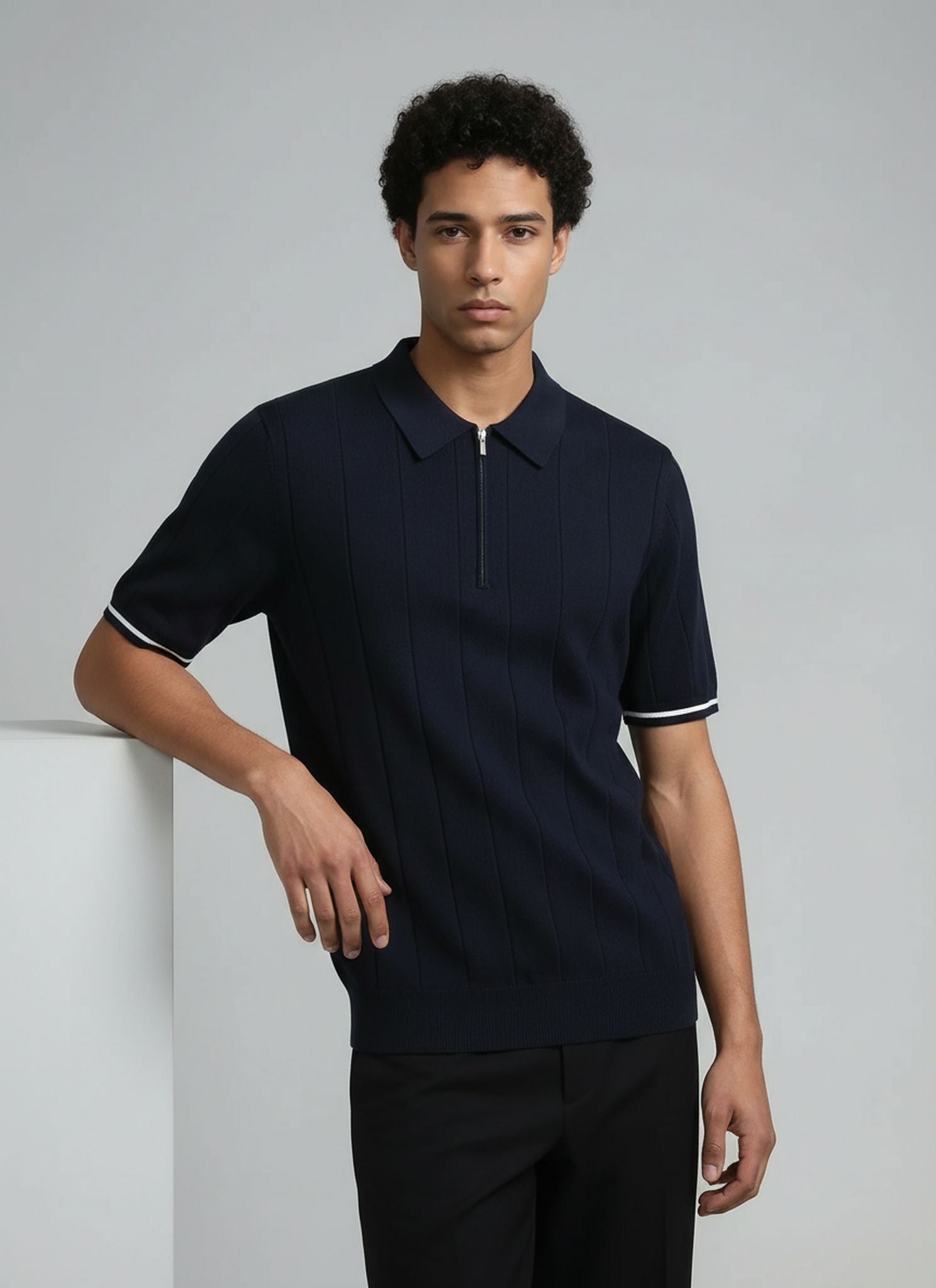 The Mercer Knit Zip Polo